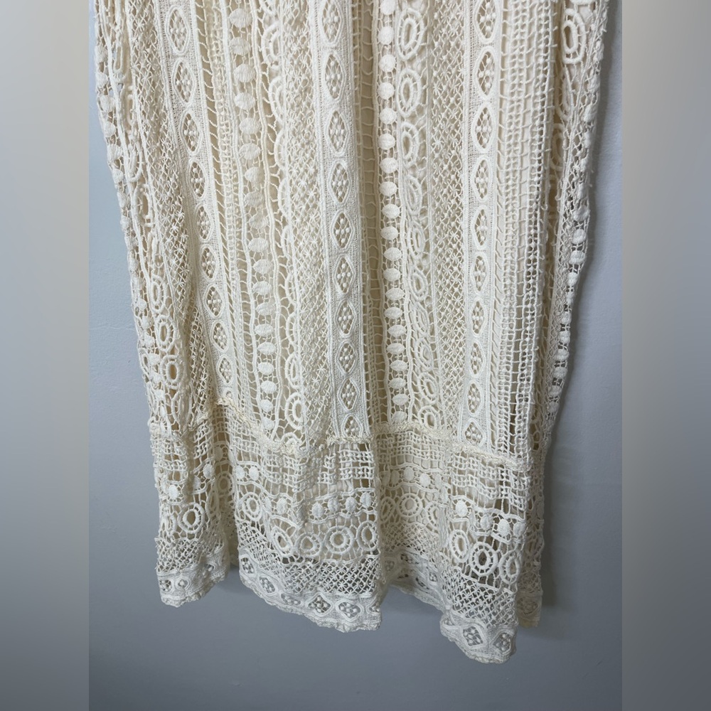Anthropologie NWOT Crochet Tunic Dress Swing Lace Eyelet Sz L Boho Coastal - Picture 6 of 14